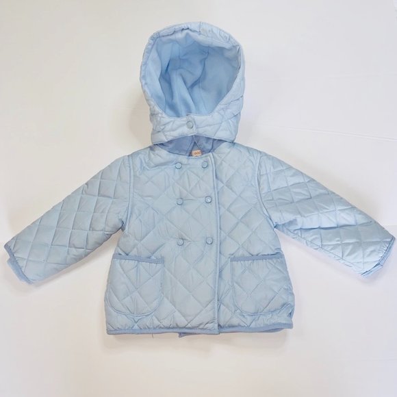 Gocco Quilted Baby Blue Jacket with detachable hood Size 18-24 months - Picture 1 of 6
